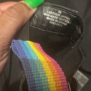 Women Black Boots with Rainbow Strap